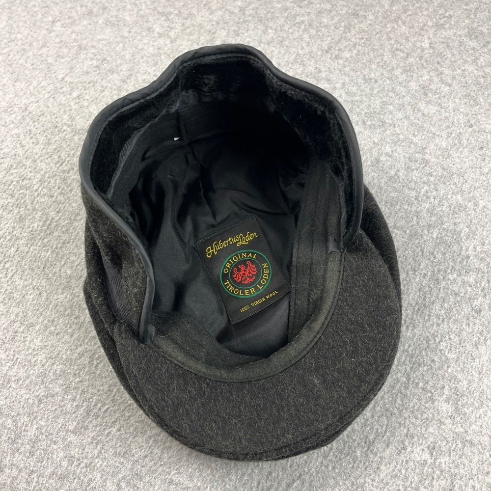 Hubertus Loden Flat Cap Mens One Size Black Virgin Wool Strap Tiroler Loden Hat